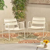 Outdoor Accent Chair With Metal Frame - White