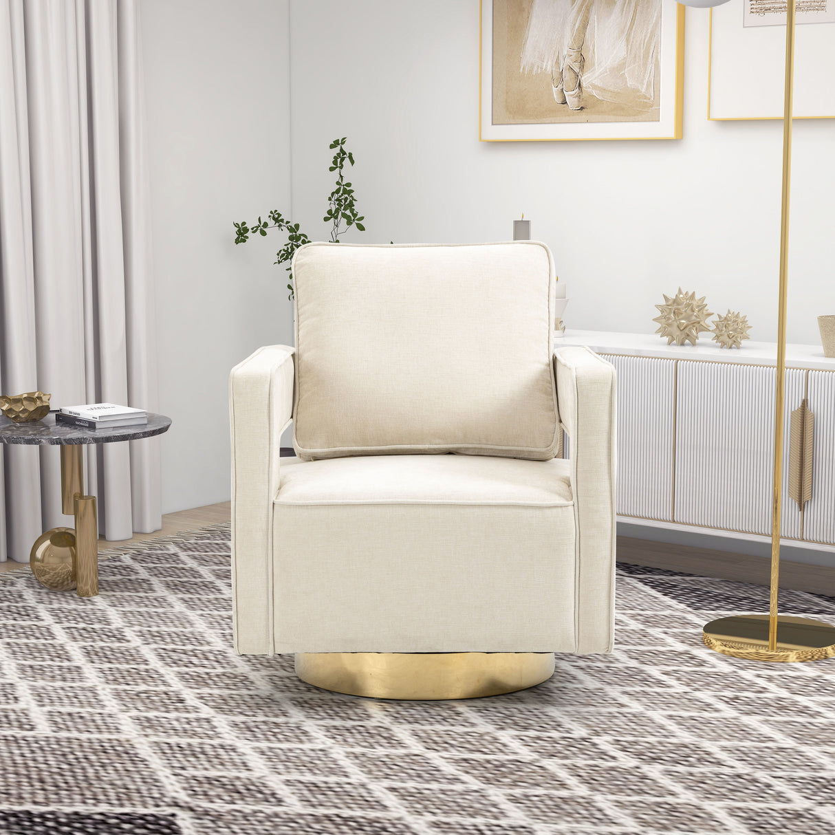 Swivel Accent Open Back Chair Modern Comfy Sofa Chair With Base