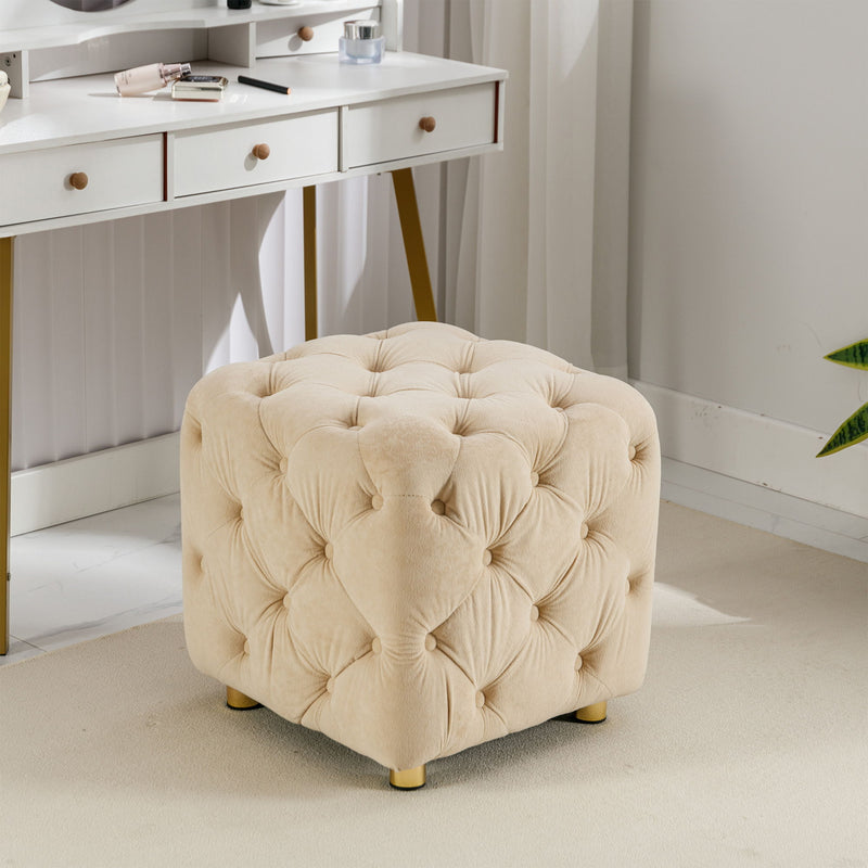 Modern Upholstered Ottoman, Exquisite Small End Table, Soft Foot Stool, Dressing Makeup Chair, Comfortable Seat For Living Room, Bedroom, Entrance