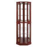 6 Shelf Corner Curio Display Cabinet With Lights, Mirrors And Adjustable Shelves (E26 Light Bulb Not Included)