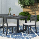Patio Armless Dining Chair With Laid Back Slat Panel Design - Light Gray