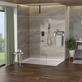 Shower System With Waterfall Tub Spout And 16" Ceiling Mount Square Rain Shower - Oil-Rubbed Bronze