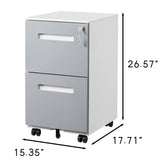 3 Drawer Mobile Locking File Cabinet, Rolling Filing Cabinet For Letter / A4 Size With 5 Wheels - Gray