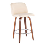 Toriano - Mid-Century Modern Fixed Height Counter Stool With Round Footrest (Set of 2)