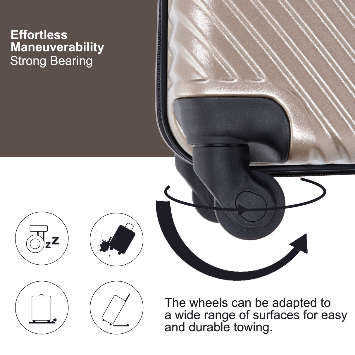3 Piece Luggage Sets Lightweight Suitcase With Two Hooks, Spinner Wheels,