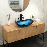 Tempered Glass Vessel Sink With Boat Shape Pop-Up Drain