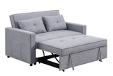 Zoey - Linen Convertible Sleeper Loveseat With Side Pocket
