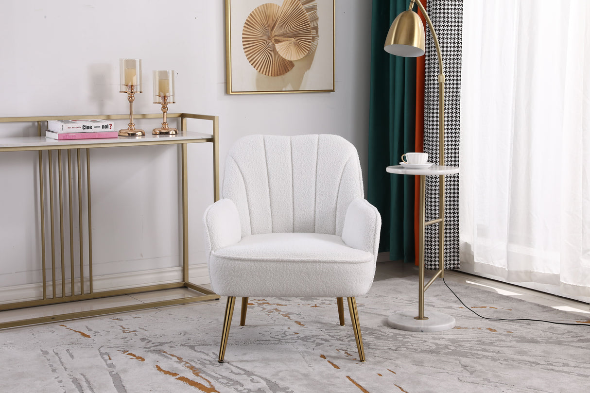 Modern Mid-Century Chair Tufted Sherpa Armchair For Living Room Bedroom Office