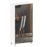 Shoe Cabinet With 4 Mirror Doors 50" Tall Entryway Storage, 8 Adjustable Shelves, Holds 24 32 Pairs (Size 15), Dust Proof Closet For Hallway / Apartment, Ventilation Holes - White