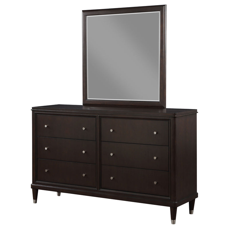 Navarro - 6 Drawer Dresser With Mirror - Brown