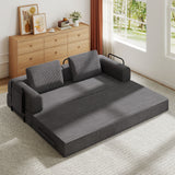 Convertible Sleeper Sofa Bed With Cylindrical Pillow, Fixed Shape Frame