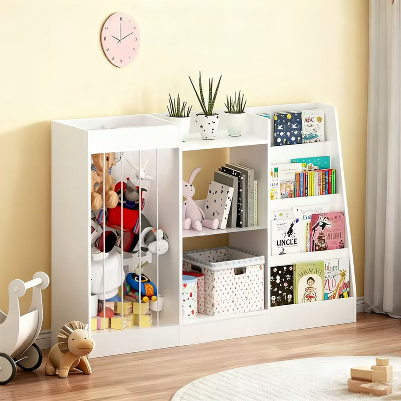 Bookshelf And Toy Storage, 3 Tier Montessori Bookcase With Stuffed Animal Organizer - White