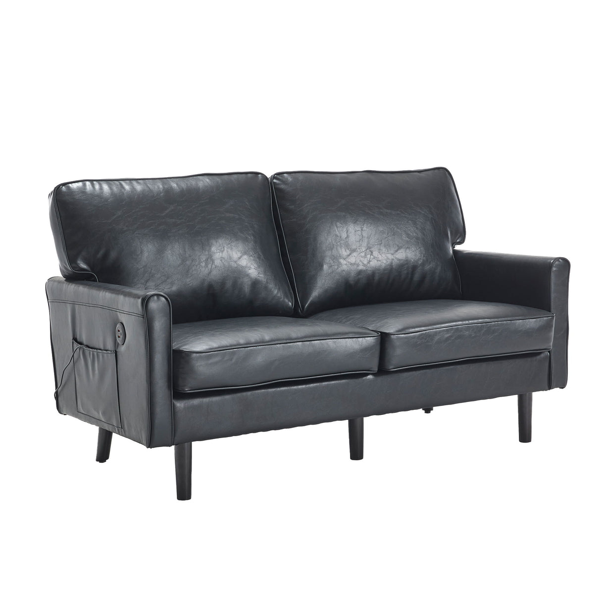 Mid Century Modern Loveseat Sofa With USB Ports, Removable Pillow Cover