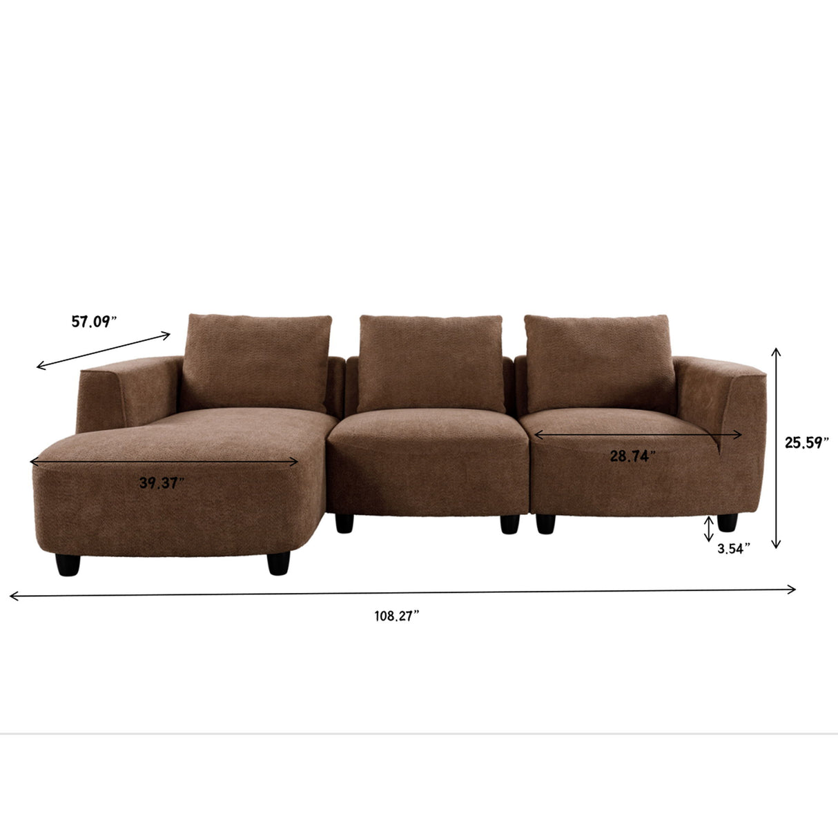 Mid-Century Modern 3 Seater Sofa With Recliner