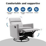 Modern Upholstered Rocker Nursery Chair Plush Seating Glider Swivel Recliner Chair