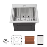 Modern Stainless Steel 15" Drop In Kitchen Sink Workstation With Accessories - Brushed Nickel