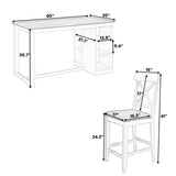 Solid Wood Farmhouse Counter Height Dining Table Set With 3 Tier Storage Shelves