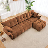 Elegant Sofa Set With Ottoman And Pillows, Textured Chenille, High Resilience Cushions