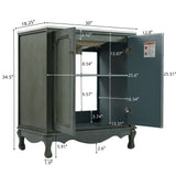 Vintage Bathroom Vanity With Ceramic Sink, Adjustable Shelves