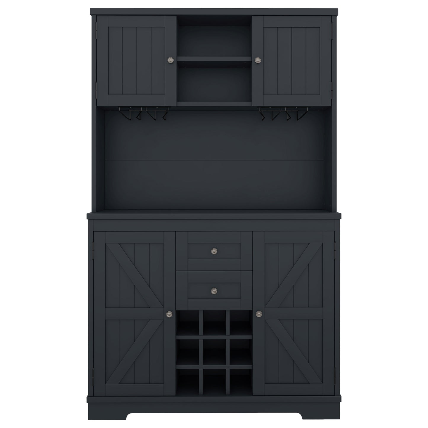 Coffee Bar Cabinet Kitchen Cabinet with Storage, Farmhouse Wine Cabinet with Drawers shelves and cabinets, Buffet Cabinet Wine & Glass Racks for Dining Room, Kitchen, Dark Blue