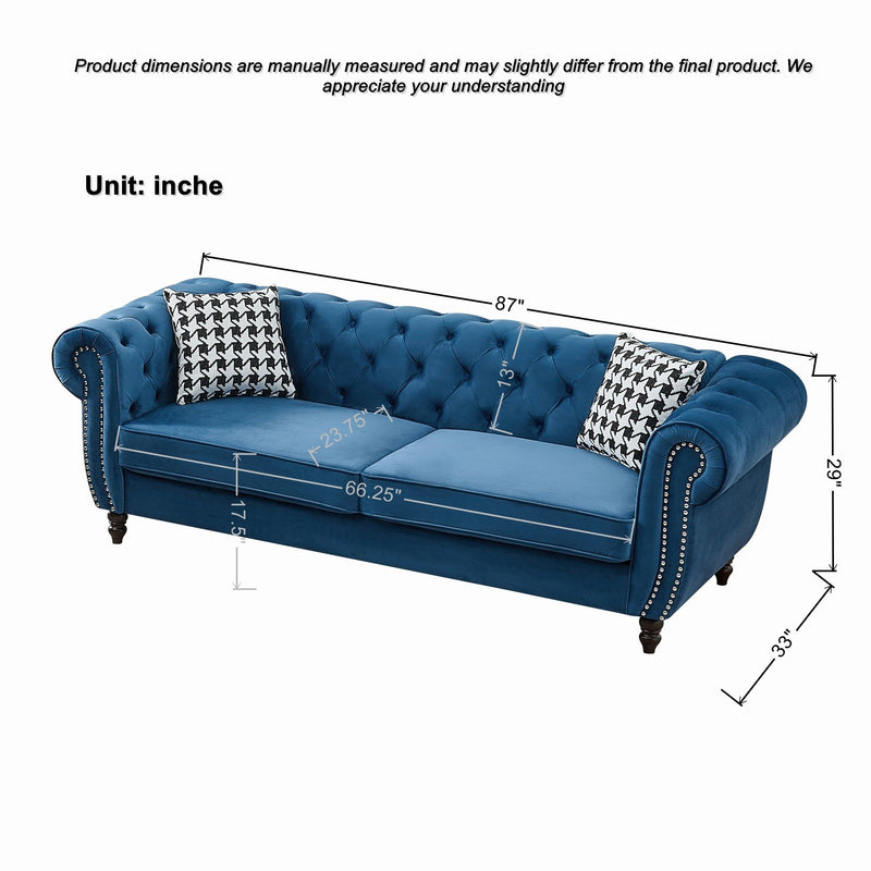 Chesterfield Sofa With Roll Armrest