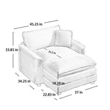 Classic Modern Comfortable Single Chair Deep Seat Sofa With Footstool