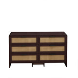 Modern Arc Shaped Corner Rattan Cabinet With 6 Drawers