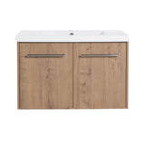 Modern Floating Bathroom Vanity With Resin Sink, Soft Close Doors