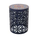 Airy - Outdoor Side Table With Lace Cut Design And Metal Frame