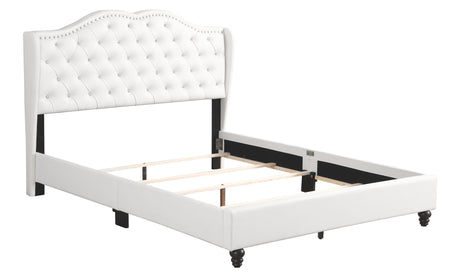 Full Transitional Upholstered Bed - White