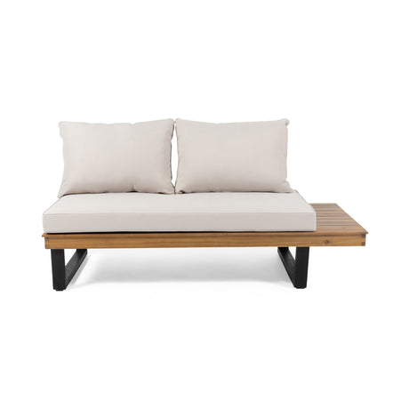 Sebastian - Hand Crafted 4 Piece Sofa Set With Water Resistant Cushions - Beige / Teak