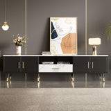 Modern TV Stand With 2 Cabinets & Open Compartments, Entertainment Center For Tvs Up To 80''