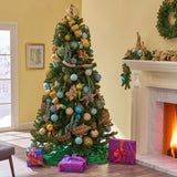 7' Noble Hinged Christmas Tree With 500 Multilights - Green