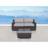 3 Piece Patio Rattan Conversation Set With Cushions - Brown Mix