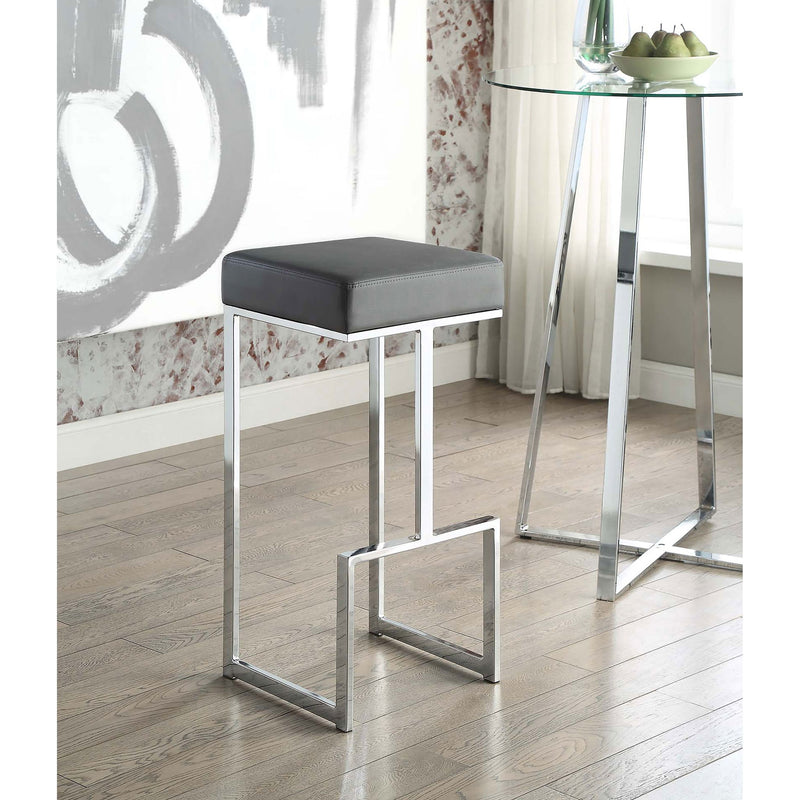 Upholstered Bar Stool With High-Shine Legs