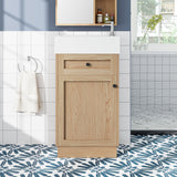 Bathroom Vanity With Reversible Resin Sink, Cabinet & Zinc Alloy Handles - Wood