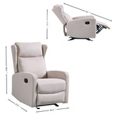 Rocking Recliner Chair For Living Room, Adjustable Modern Recliner Chair, Recliner Sofa With Lumbar Support, Classic And Traditional Recliner Chair With Comfortable Arm And Back Sofa - Light Gray