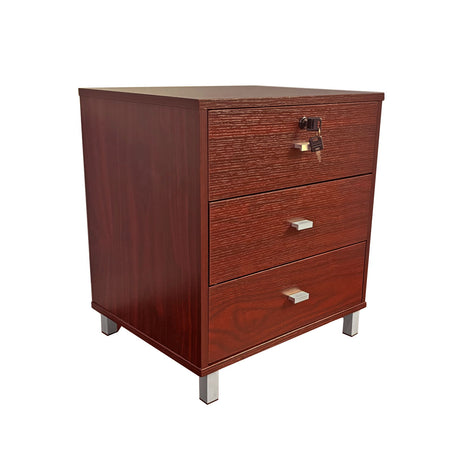 3 Drawer Nightstand Locking Top Drawer Metal Drawer Glides Metal Bar Handles