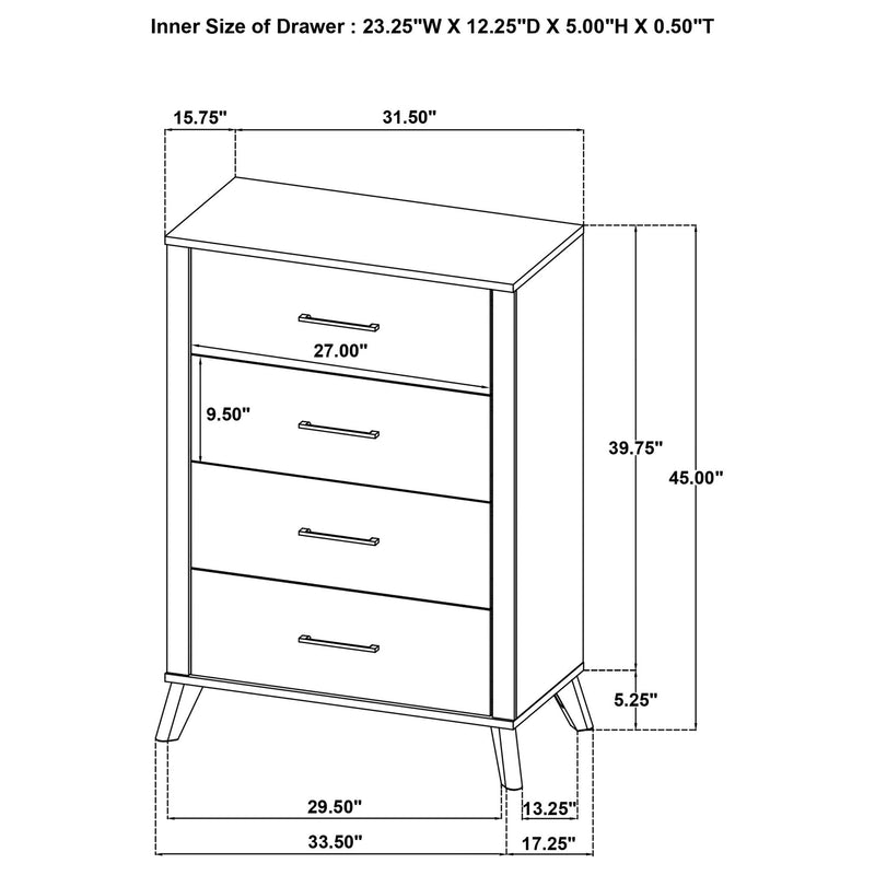Georgina - 4 Drawer Bedroom Chest - Natural Wood
