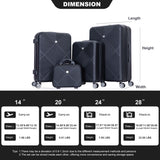 4 Piece Lightweight Suitcase, Makeup Box, Aircraft Wheels