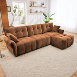 Elegant Sofa Set With Ottoman And Pillows, Textured Chenille, High Resilience Cushions