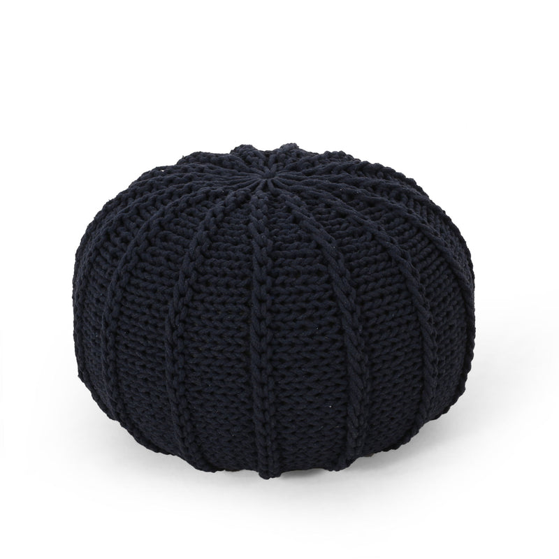 Bordeaux - Knitted Round Pouf Ottoman And Floor Cushion
