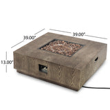 Wellington Square Iron Fire Pit With Wood Pattern Design And 50,000 Btu Output