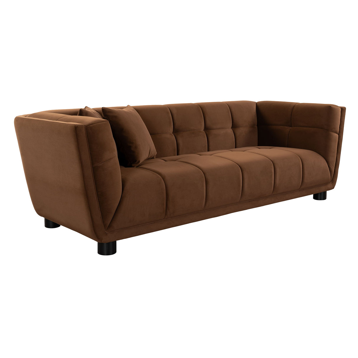 Mid-Century Modern Style Sofa With Velvet Fabric And Solid Wood Feet For 2 People