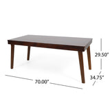 7 Piece Elegant Dining Set With Upholstered Wood Dining Chairs - Yellow / Walnut / Rich Mahogany