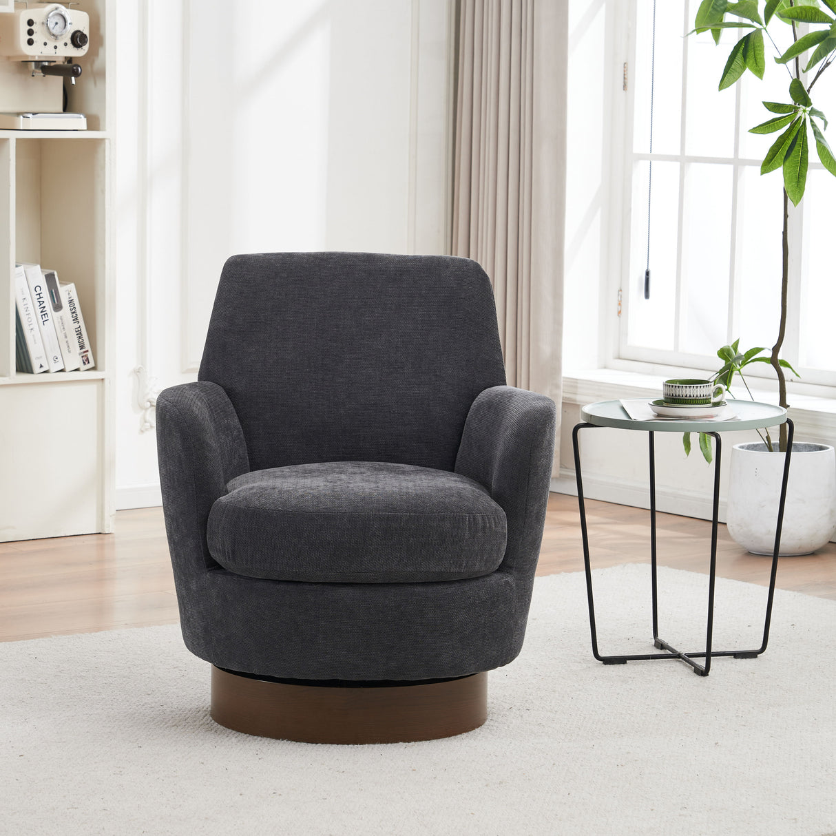Swivel Accent Chairs Armchair With Stainless Steel Base