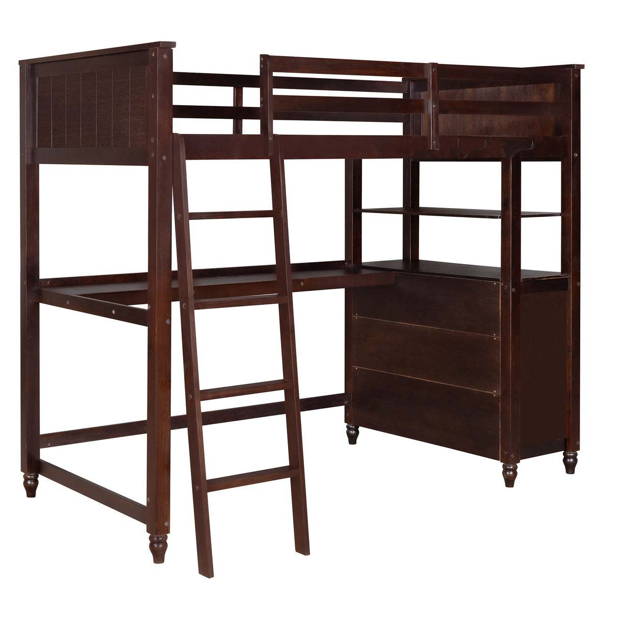 Loft Bed With Drawers With Desk And Shelves