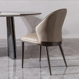 Modern Dining Chair (Set of 2) With Unique Backrest Design Leather - Beige / Black