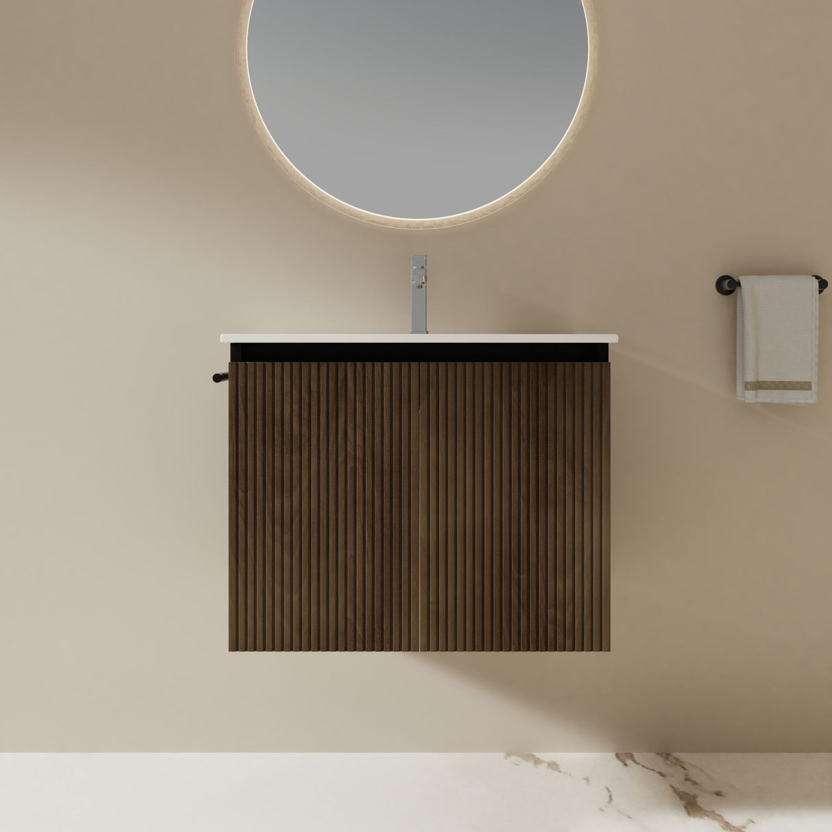 Floating Bathroom Vanity Combo, Towel Rack