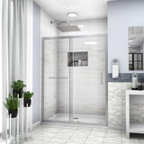 Single Sliding Bypass Shower Door, Tempered Glass Enclosure